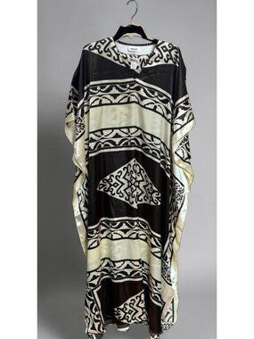 Winlar Women's Kaftan OS Geometric New NWT Brown Cream Boho